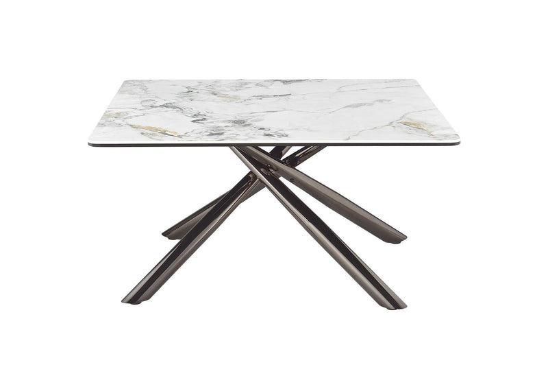 708138 Carvell Square Sintered Stone Top Coffee Table Mirage White