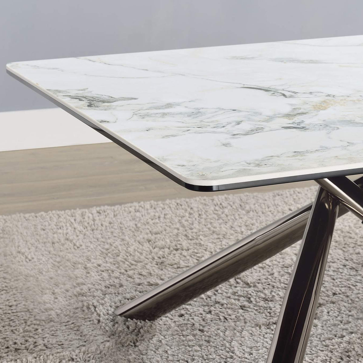 708138 Carvell Square Sintered Stone Top Coffee Table Mirage White