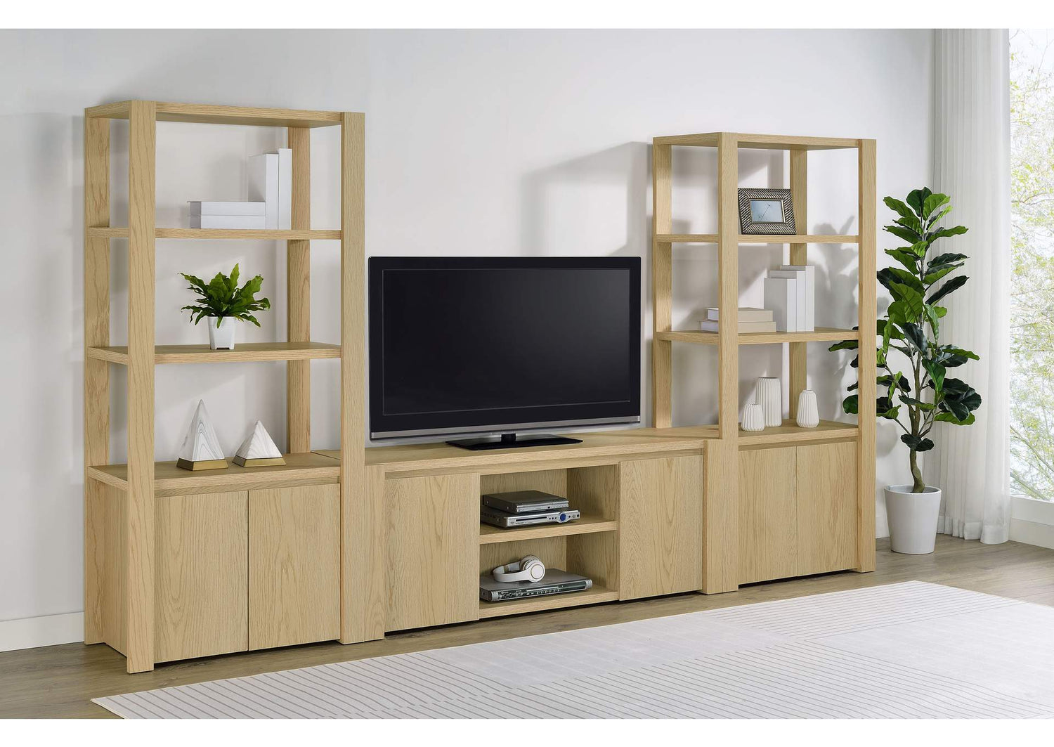 708222-SET Laurelton 3-piece Entertainment Center TV Stand Light Oak