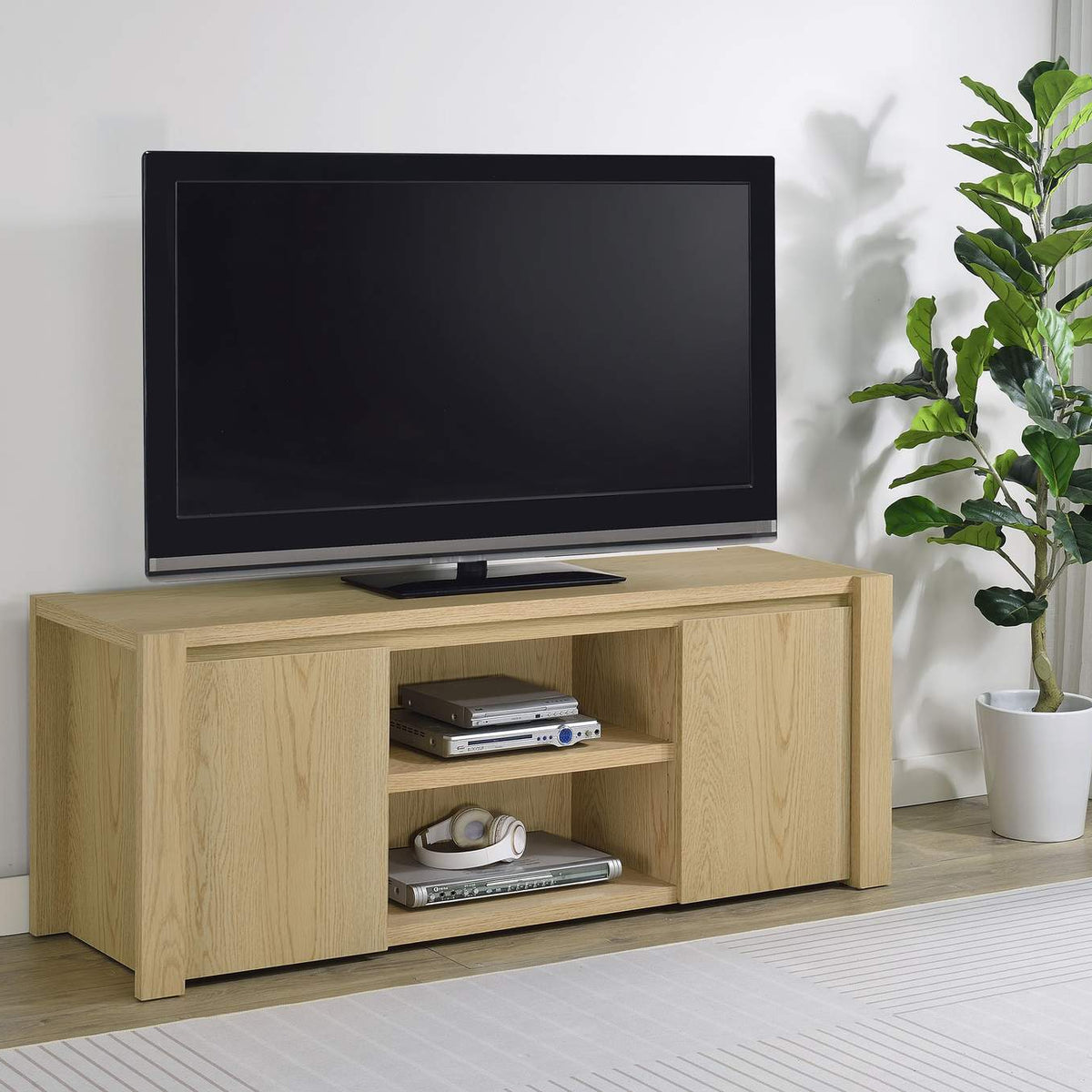 708222 Laurelton 60-inch 2-door TV Stand Media Console Light Oak