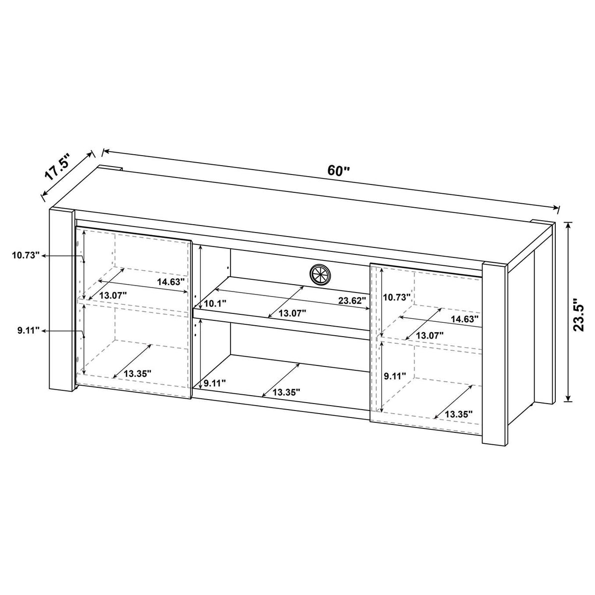 708222 Laurelton 60-inch 2-door TV Stand Media Console Light Oak