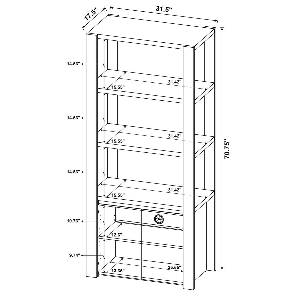 708224 Laurelton 3-shelf Media Tower Tall Pier Cabinet Light Oak