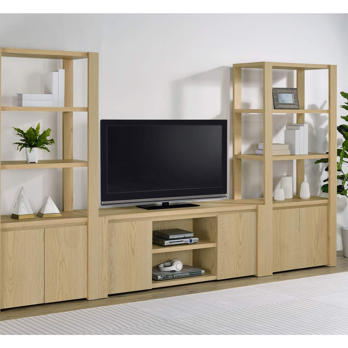 708224 Laurelton 3-shelf Media Tower Tall Pier Cabinet Light Oak
