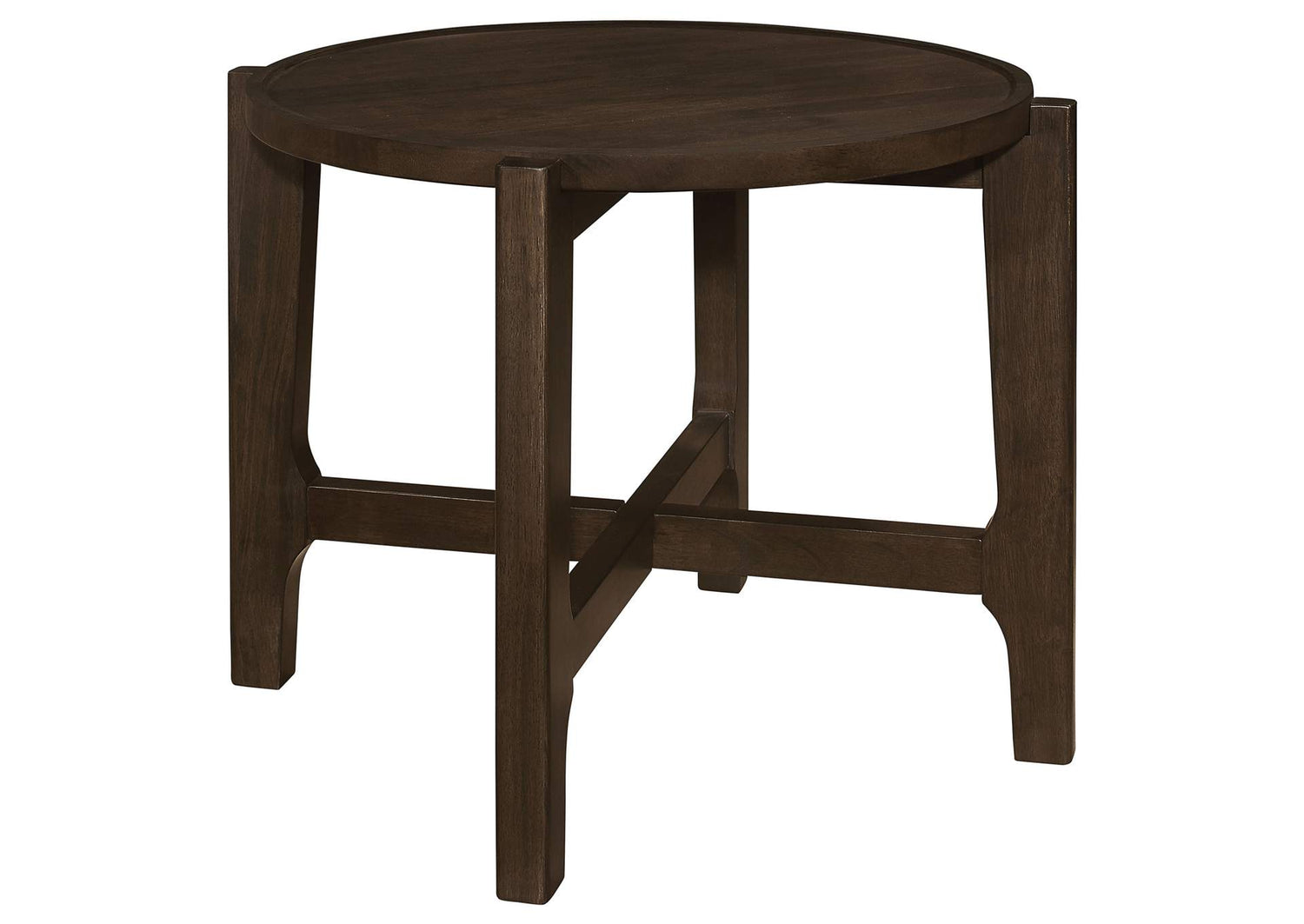 Cota Round Solid Wood End Table Dark Brown