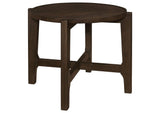 Cota Round Solid Wood End Table Dark Brown