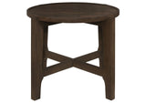 708287 Cota Round Solid Wood End Table Dark Brown