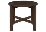 708287 Cota Round Solid Wood End Table Dark Brown