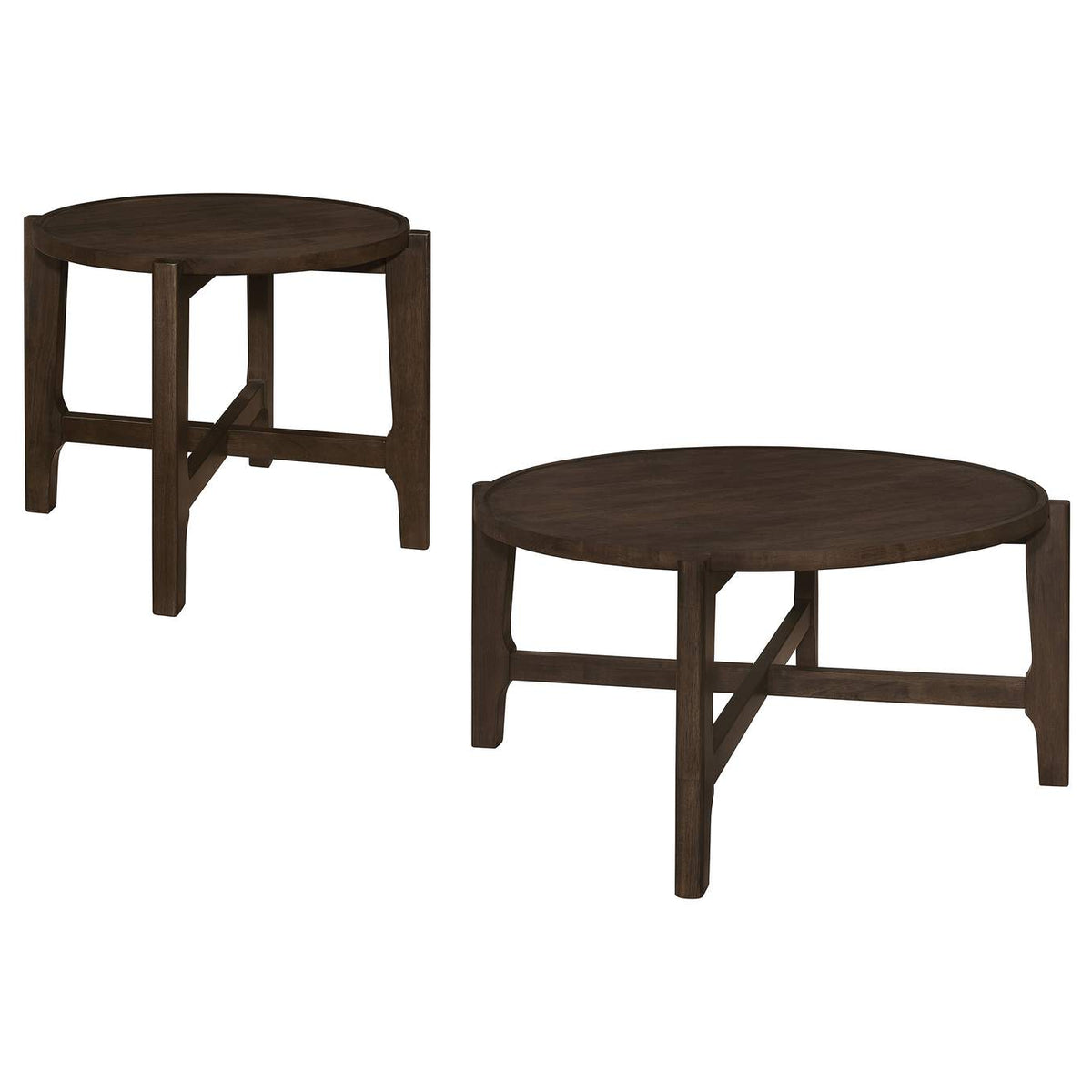 708288-S2 Cota 2-piece Solid Wood Coffee and End Table Set Dark Brown