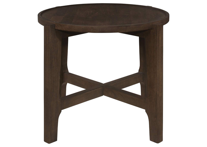 708288-S2 Cota 2-piece Solid Wood Coffee and End Table Set Dark Brown