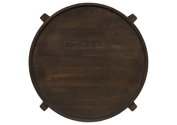 708288-S2 Cota 2-piece Solid Wood Coffee and End Table Set Dark Brown