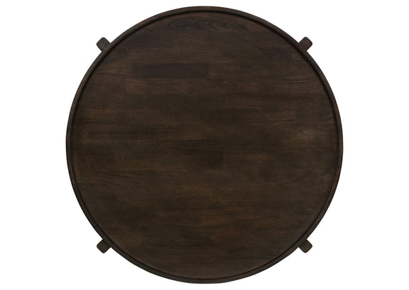 708288-S2 Cota 2-piece Solid Wood Coffee and End Table Set Dark Brown