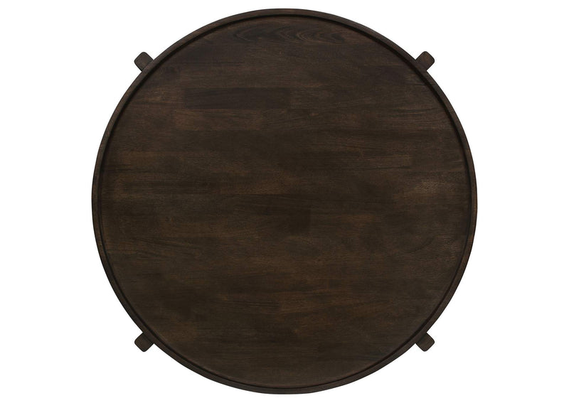 708288-S2 Cota 2-piece Solid Wood Coffee and End Table Set Dark Brown