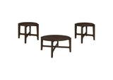 708288-S3 Cota 3-piece Solid Wood Coffee and End Table Set Dark Brown