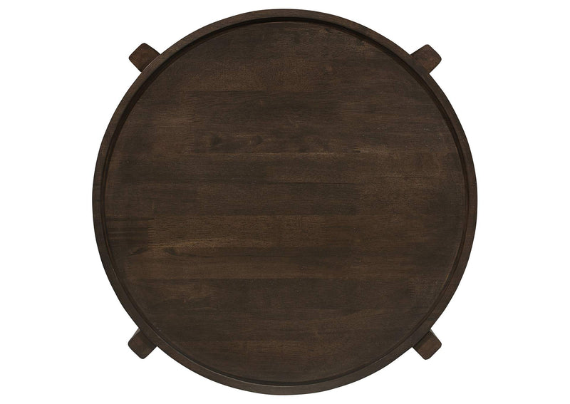 708288-S3 Cota 3-piece Solid Wood Coffee and End Table Set Dark Brown