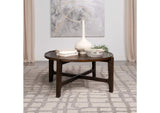 708288 Cota Round Solid Wood Coffee Table Dark Brown