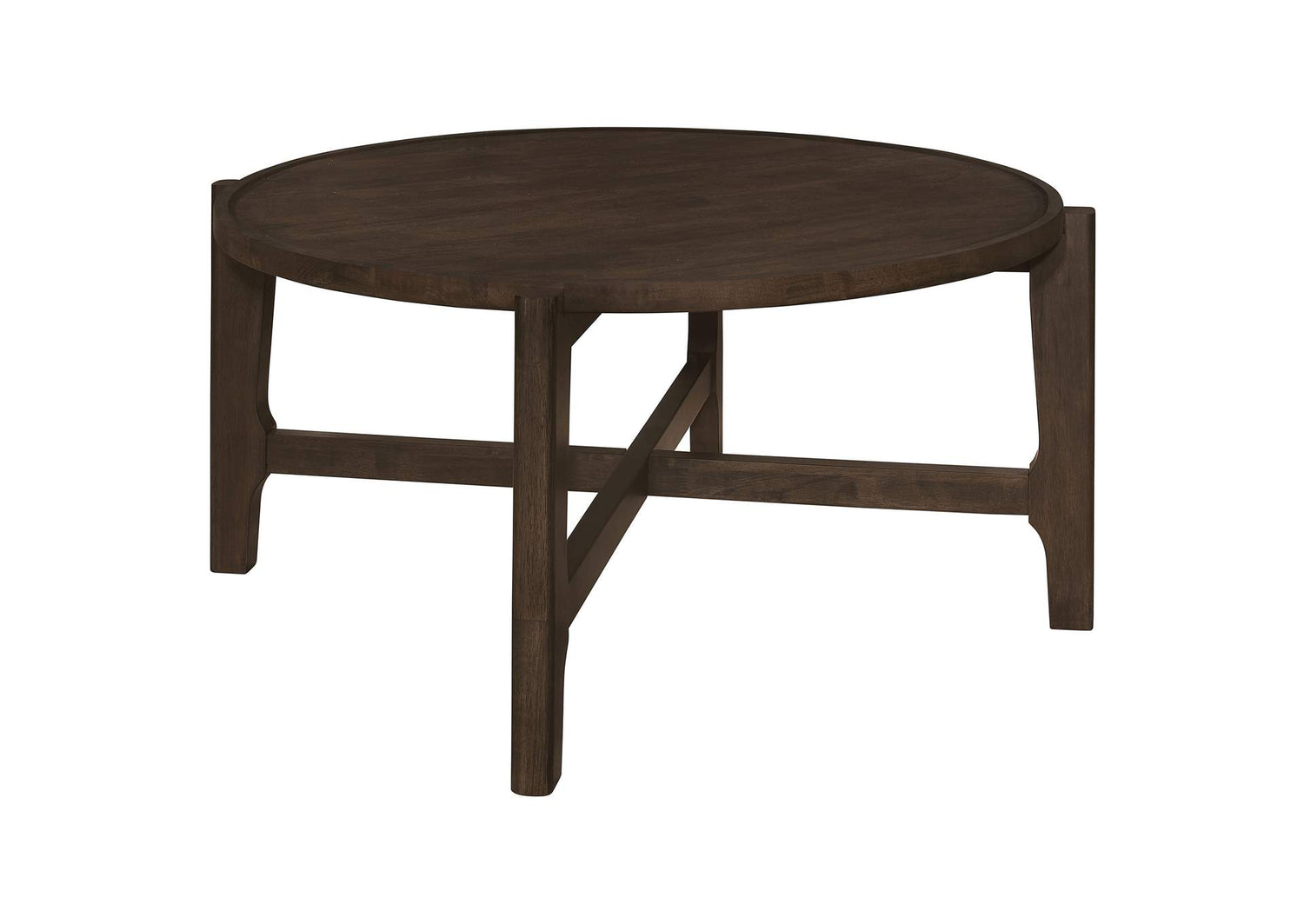 Cota Round Solid Wood Coffee Table Dark Brown