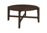 Cota Round Solid Wood Coffee Table Dark Brown