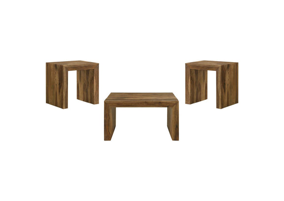 708418-S3 Odilia 3-piece Solid Wood Coffee and End Table Set Auburn