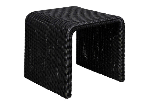 708518-S2 Cahya 2-piece Rattan Coffee and End Table Set Black