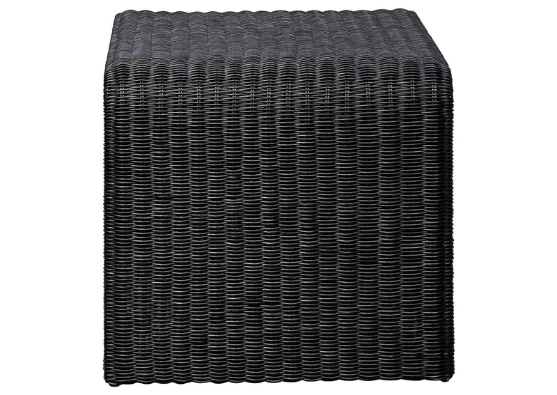 708518-S2 Cahya 2-piece Rattan Coffee and End Table Set Black