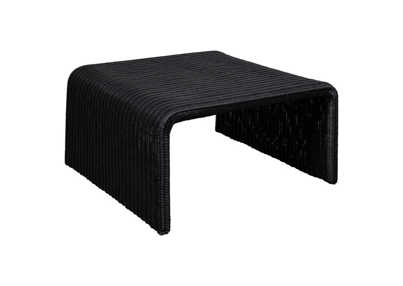 708518-S2 Cahya 2-piece Rattan Coffee and End Table Set Black