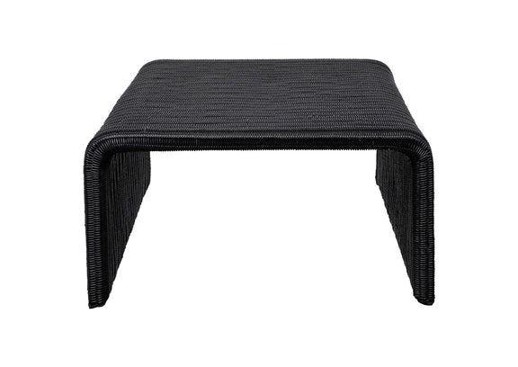 708518-S2 Cahya 2-piece Rattan Coffee and End Table Set Black