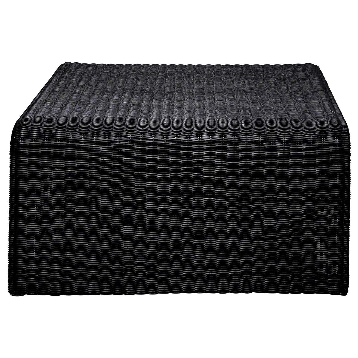 708518-S2 Cahya 2-piece Rattan Coffee and End Table Set Black