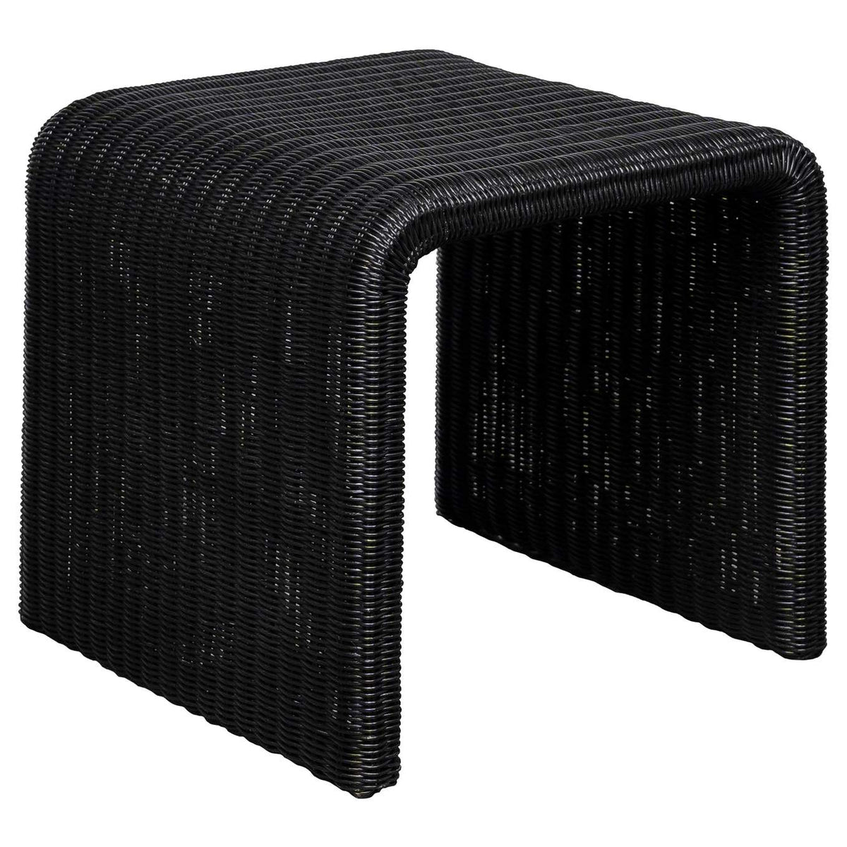 708518-S3 Cahya 3-piece Rattan Coffee and End Table Set Black