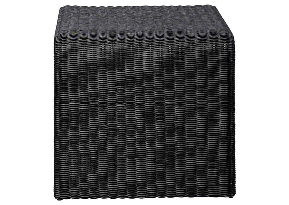 708518-S3 Cahya 3-piece Rattan Coffee and End Table Set Black