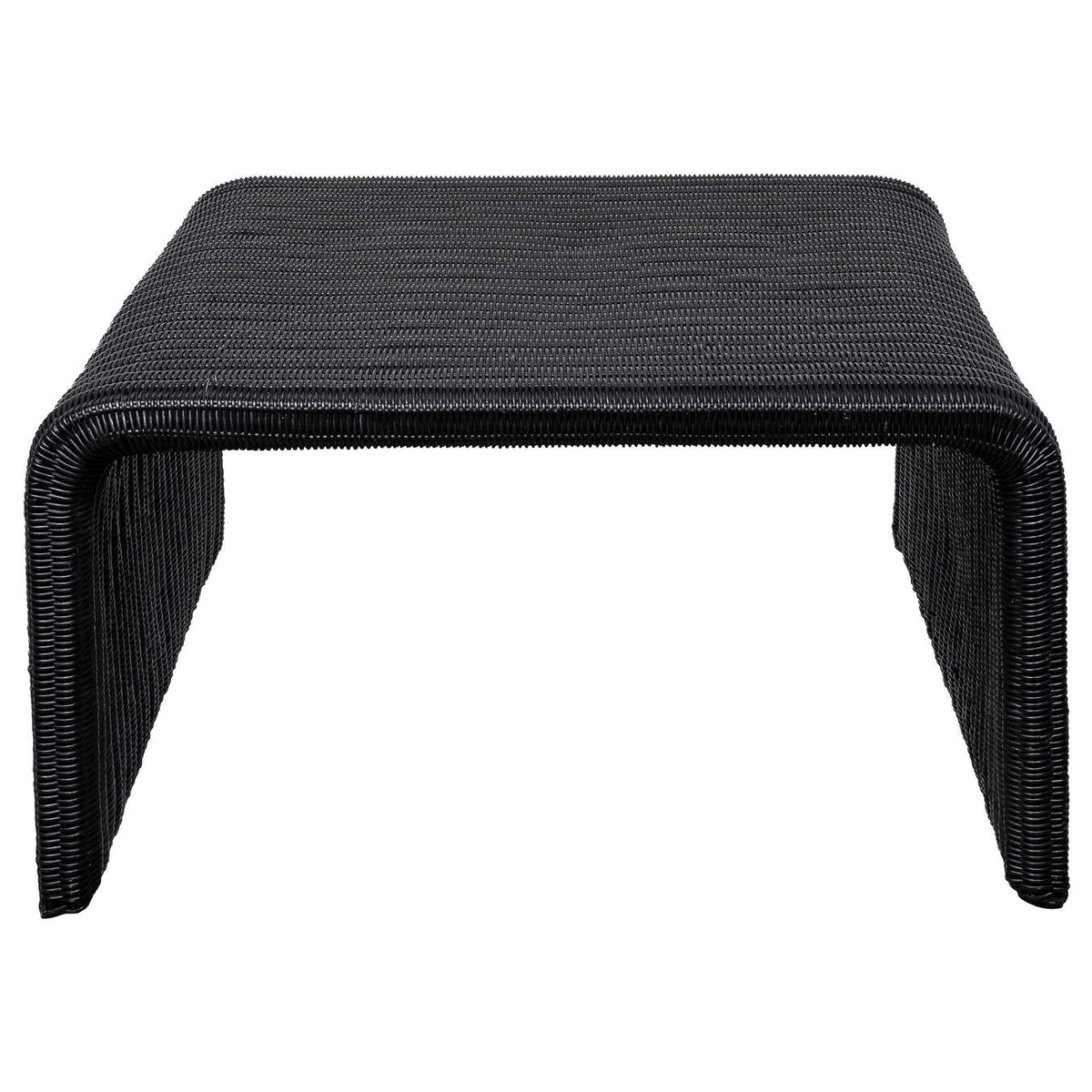 708518-S3 Cahya 3-piece Rattan Coffee and End Table Set Black