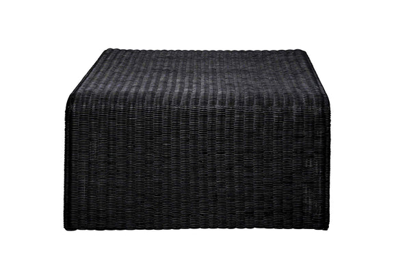 708518-S3 Cahya 3-piece Rattan Coffee and End Table Set Black