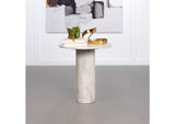 709667 Astoria Round Genuine Marble Side End Table White
