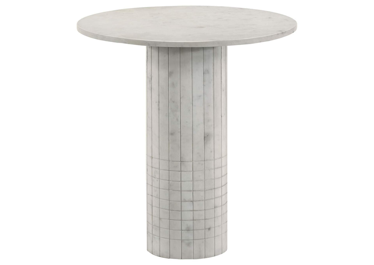 Astoria Round Genuine Marble Side End Table White