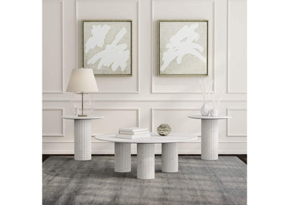 709668-S3 Astoria 3-piece Marble Coffee and End Table Set White