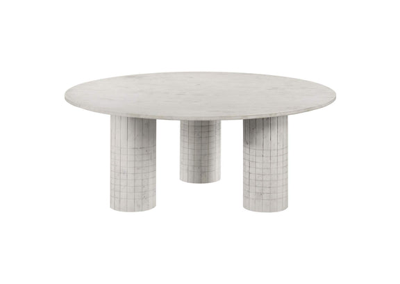 709668-S3 Astoria 3-piece Marble Coffee and End Table Set White