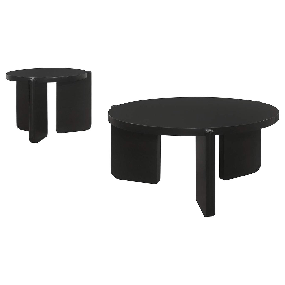 709678-S2 Cordova 2-piece Solid Wood Coffee and End Table Set Black