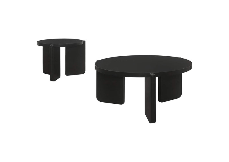 709678-S2 Cordova 2-piece Solid Wood Coffee and End Table Set Black