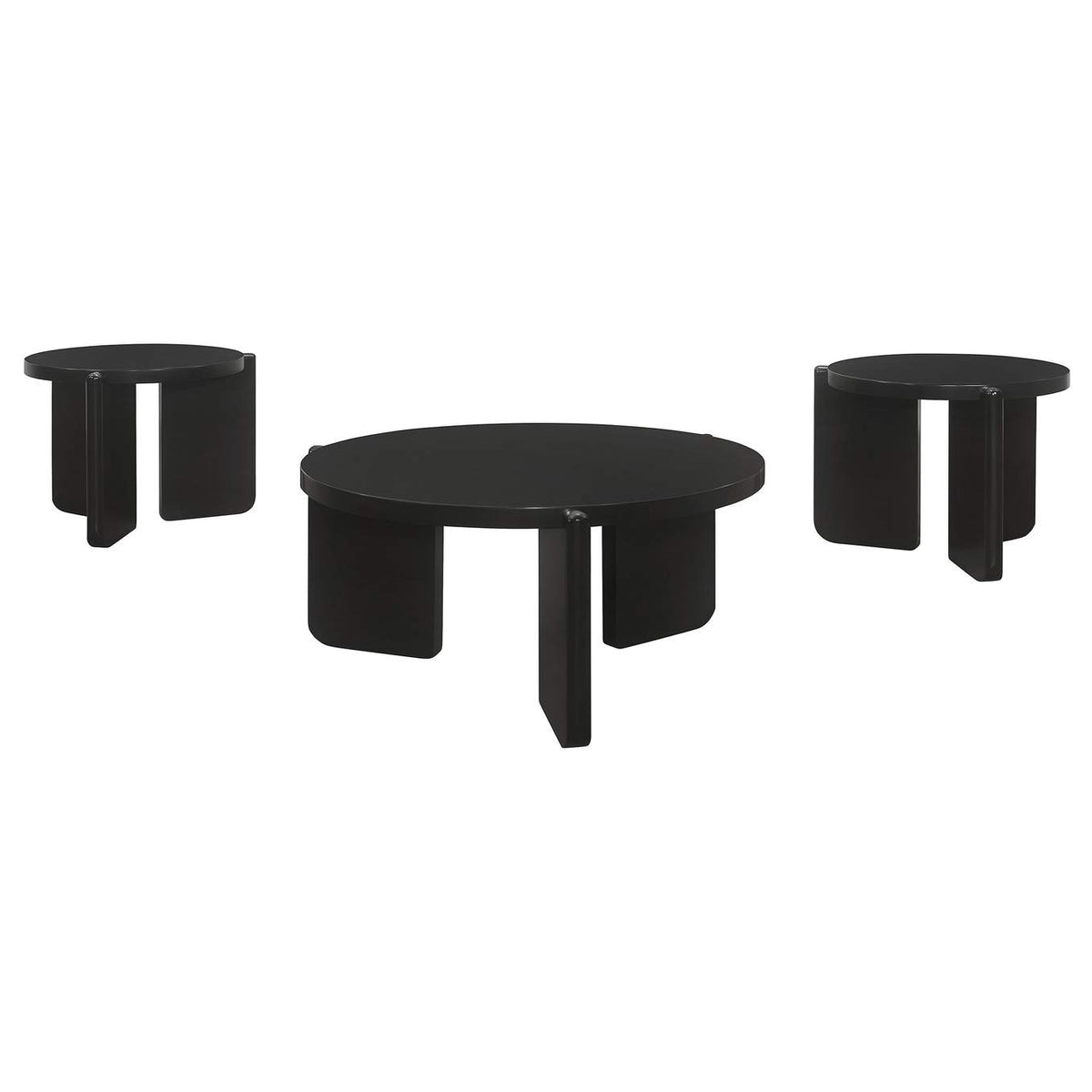 709678-S3 Cordova 3-piece Solid Wood Coffee and End Table Set Black