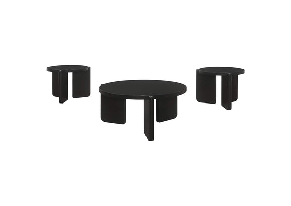709678-S3 Cordova 3-piece Solid Wood Coffee and End Table Set Black