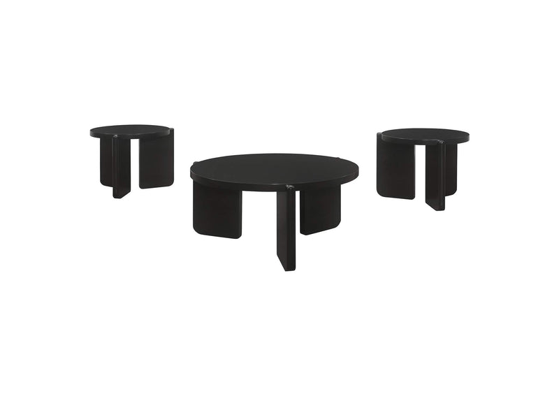 709678-S3 Cordova 3-piece Solid Wood Coffee and End Table Set Black