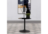 709687 Ganso Round Metal End Table With Tempered Glass Top Black