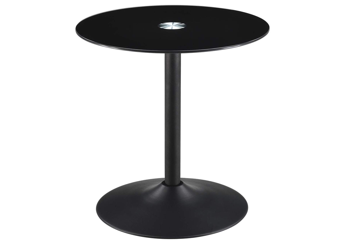 Ganso Round Metal End Table With Tempered Glass Top Black