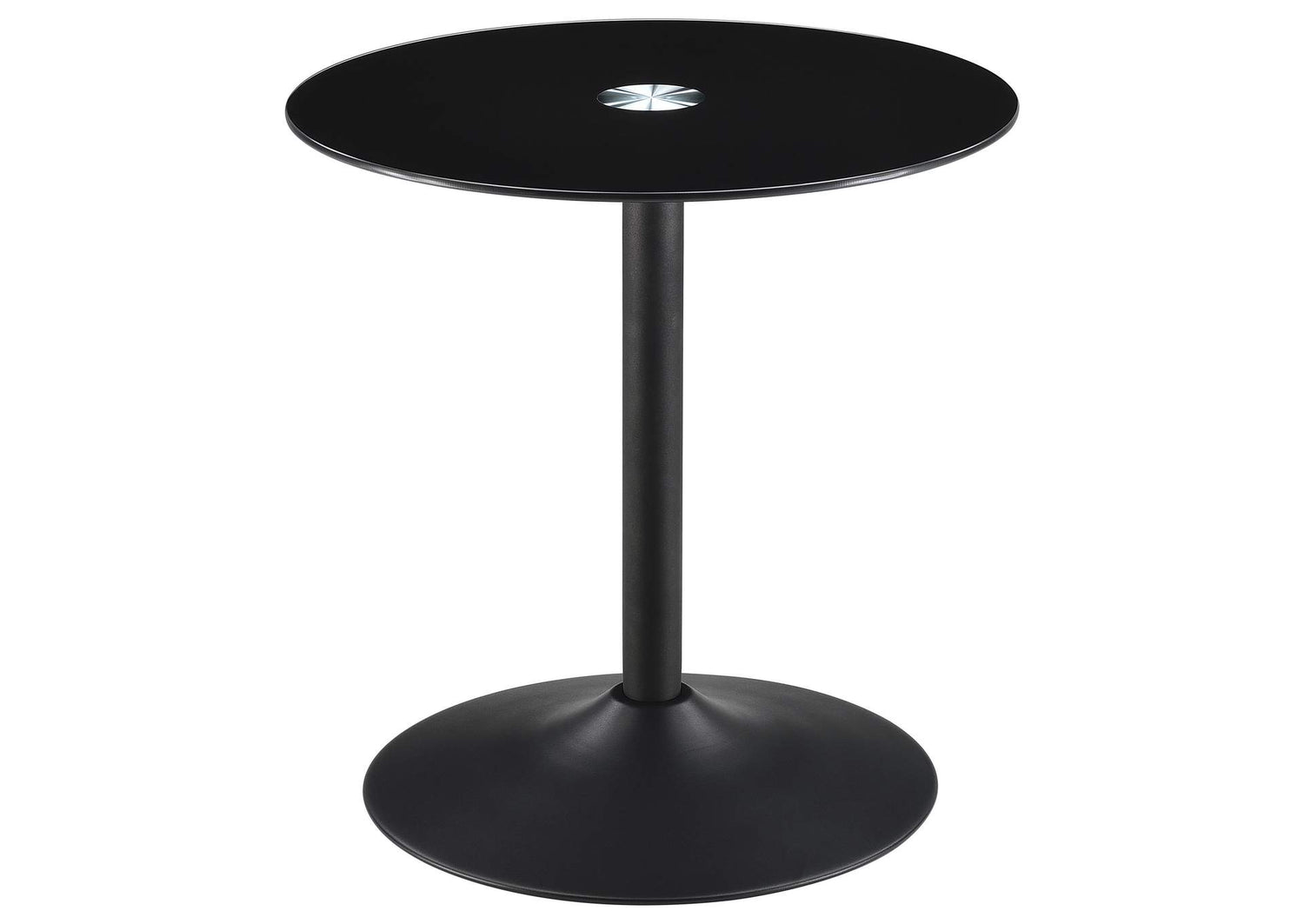 Ganso Round Metal End Table With Tempered Glass Top Black