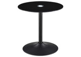 Ganso Round Metal End Table With Tempered Glass Top Black
