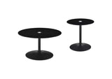 709688-S2 Ganso 2-piece Round Glass Top Coffee and End Table Set Black