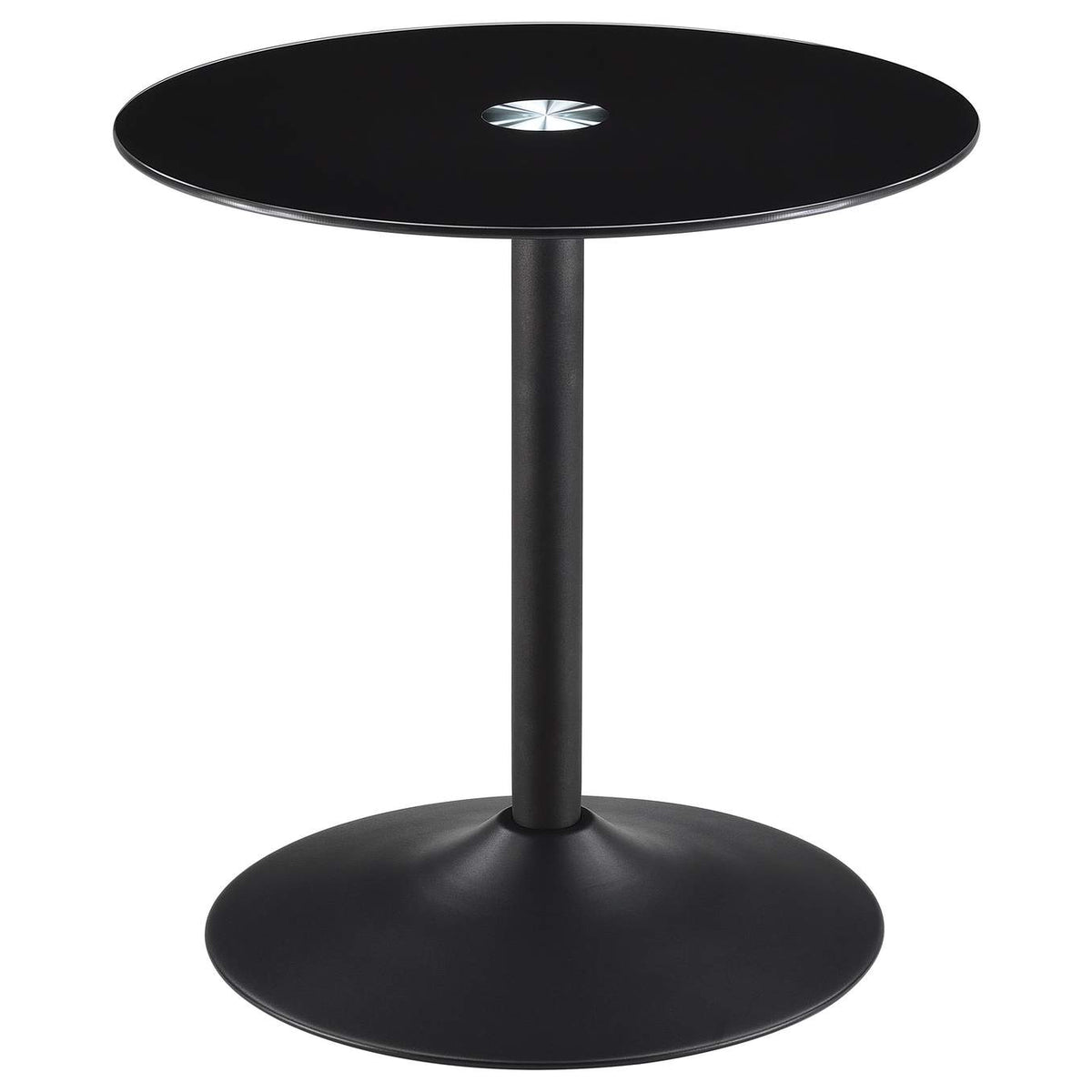 709688-S2 Ganso 2-piece Round Glass Top Coffee and End Table Set Black