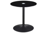 709688-S2 Ganso 2-piece Round Glass Top Coffee and End Table Set Black