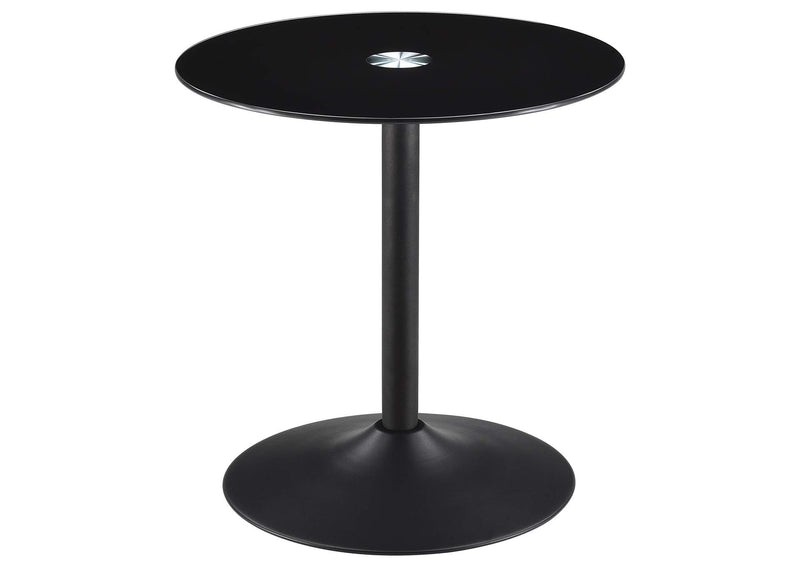709688-S2 Ganso 2-piece Round Glass Top Coffee and End Table Set Black
