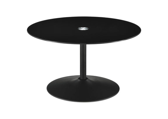 709688-S2 Ganso 2-piece Round Glass Top Coffee and End Table Set Black