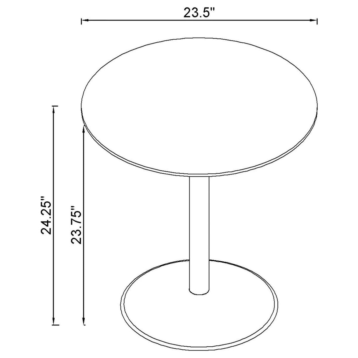 709688-S2 Ganso 2-piece Round Glass Top Coffee and End Table Set Black